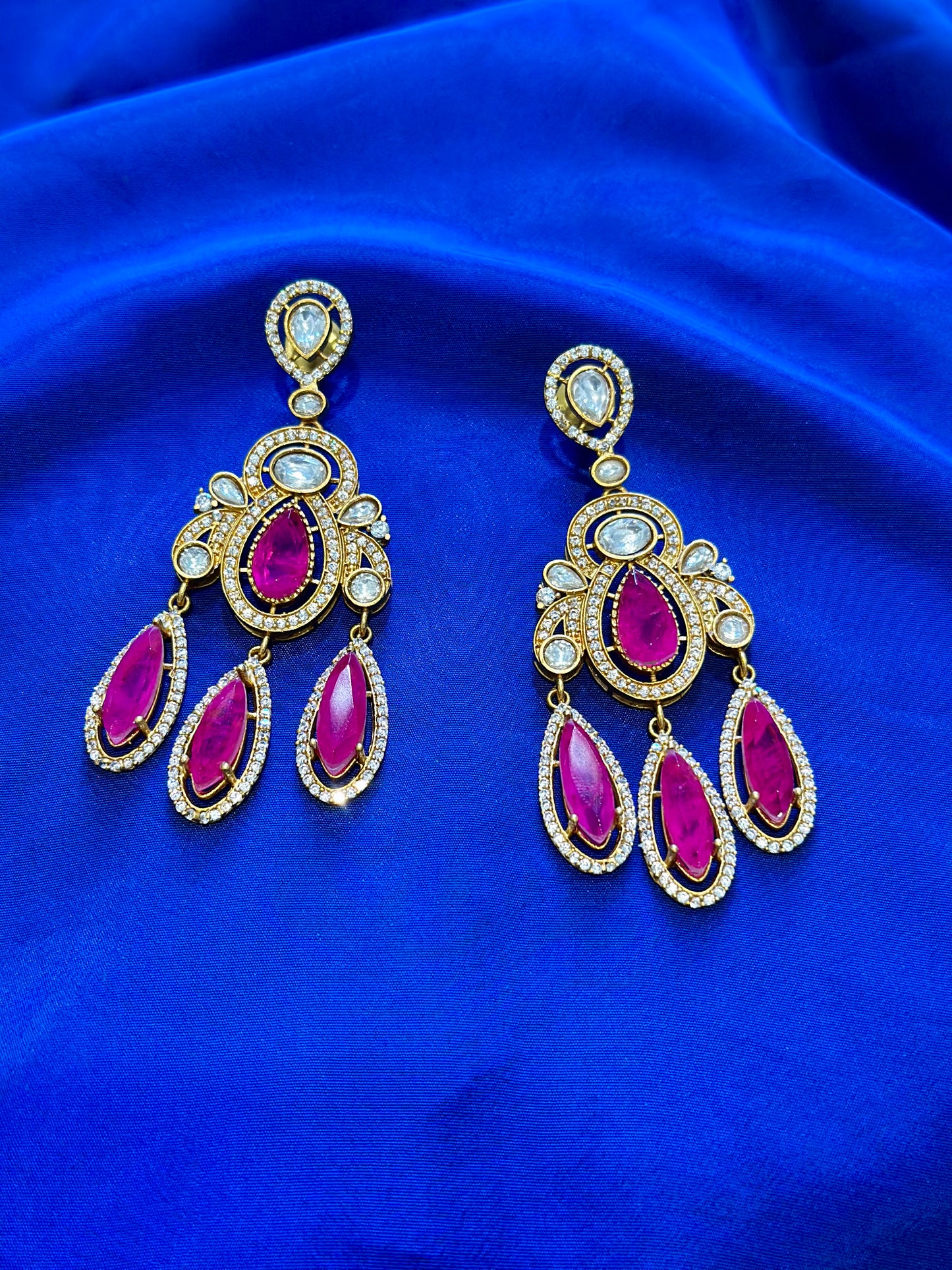 Mozonite earrings ( Premium Range ) Colour: Pink, (Code: X8)