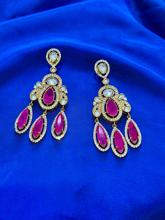 Mozonite earrings ( Premium Range ) Colour: Pink, (Code: X8)