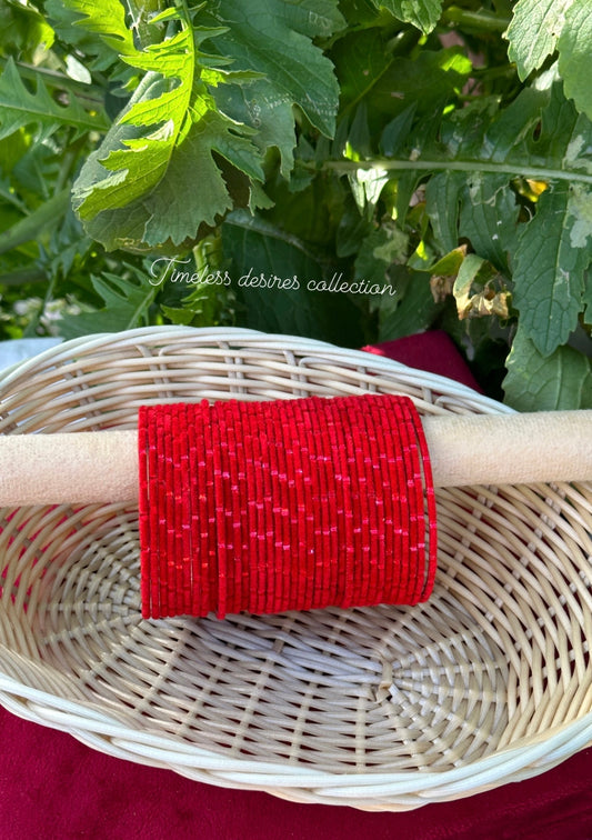 Red Plain velvet bangles pack of 36 bangles