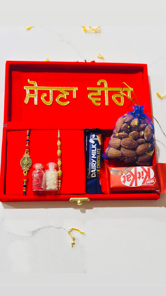 Sohna Veera Rakhi / Rakhdi Hapmer Gift Box (Assorted designs)