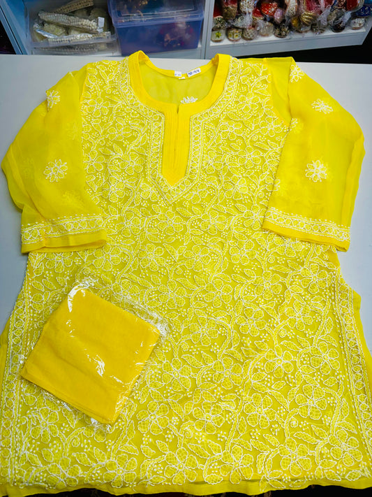 Item Code 173 - Kurti with inner  (colour Yellow ) Size 42-44 means Large - XL