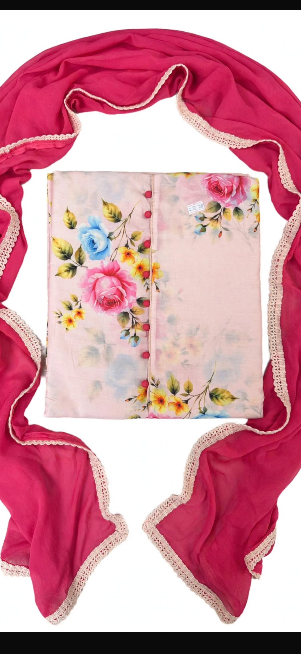 Unstitched suit in Cotton with pure duppta - Colour : Pink ( Code: X50 )