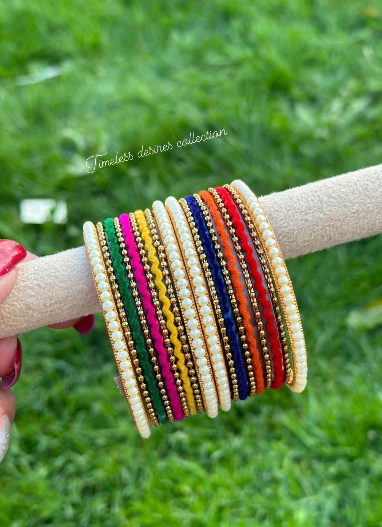 Multi coloured pearl bangles