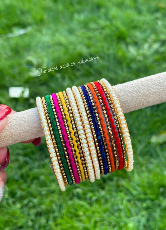 Multi coloured pearl bangles