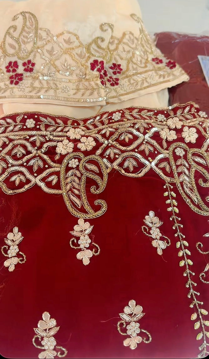 Taking pre orders (4 weeks timeframe ) Deep maroon party-wear suit, Code: 686