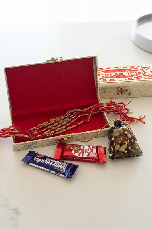 Family Hamper Box - with 6 Rakhdi  , chocolates and dry fruits