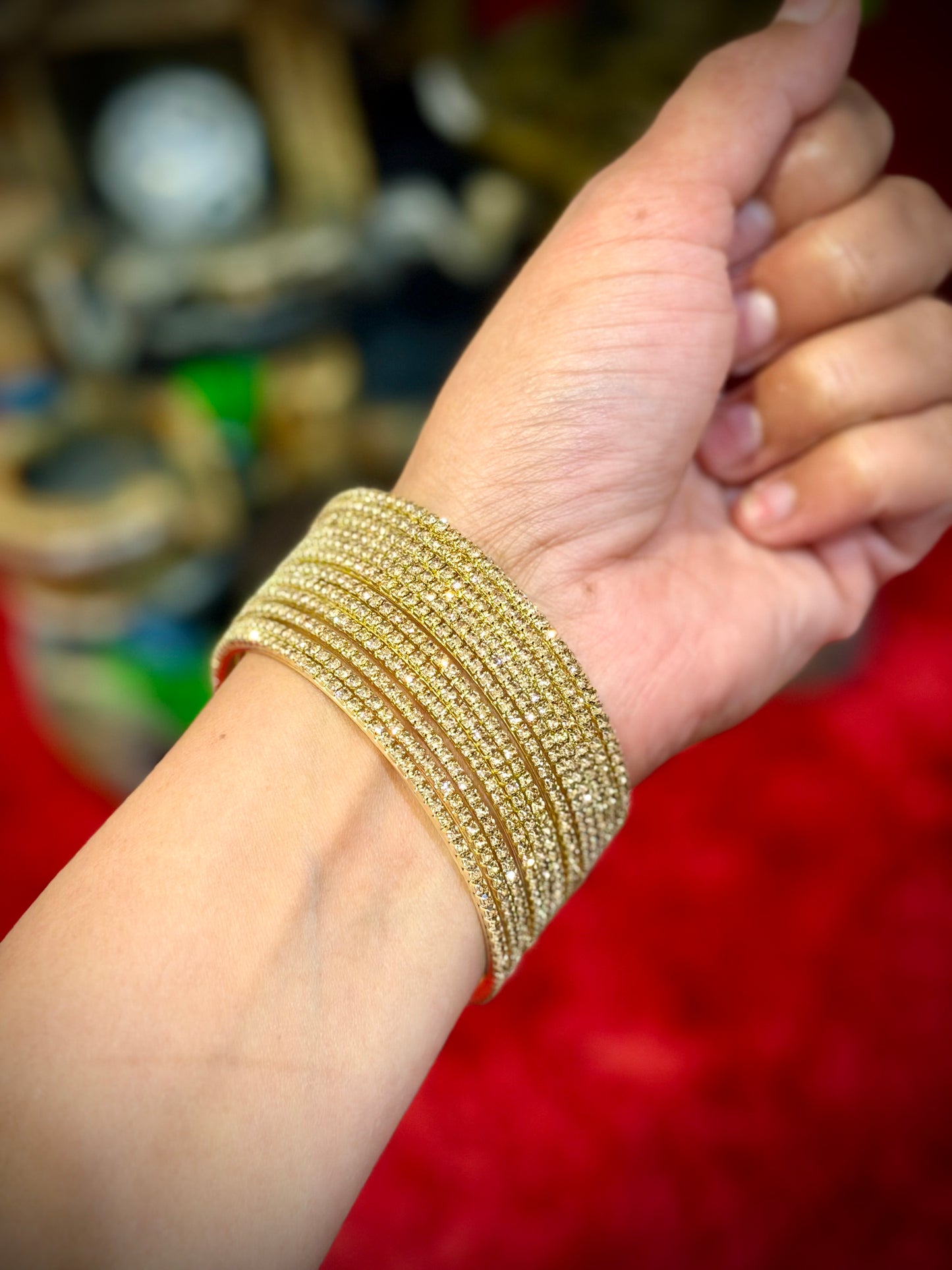 Copper Gold diamond bangles - set of 12 bangles ( X51 )