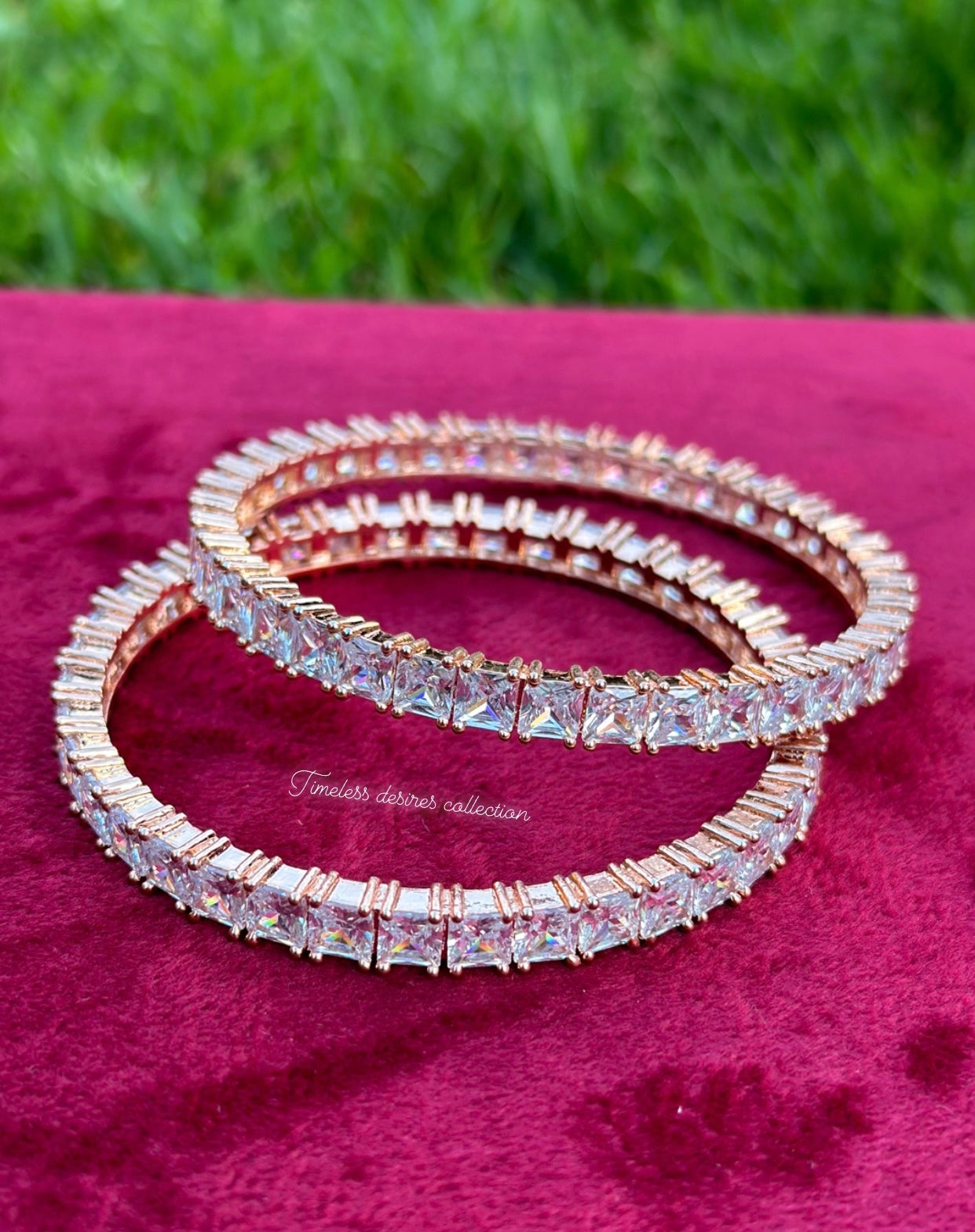 American diamond kangan / bangles in rose golden