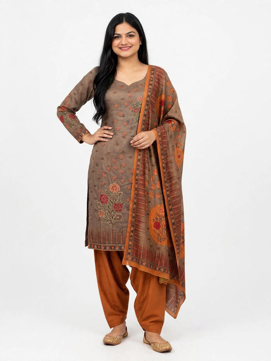 Winter wear pashmina salwar suit with shawl - Code 233