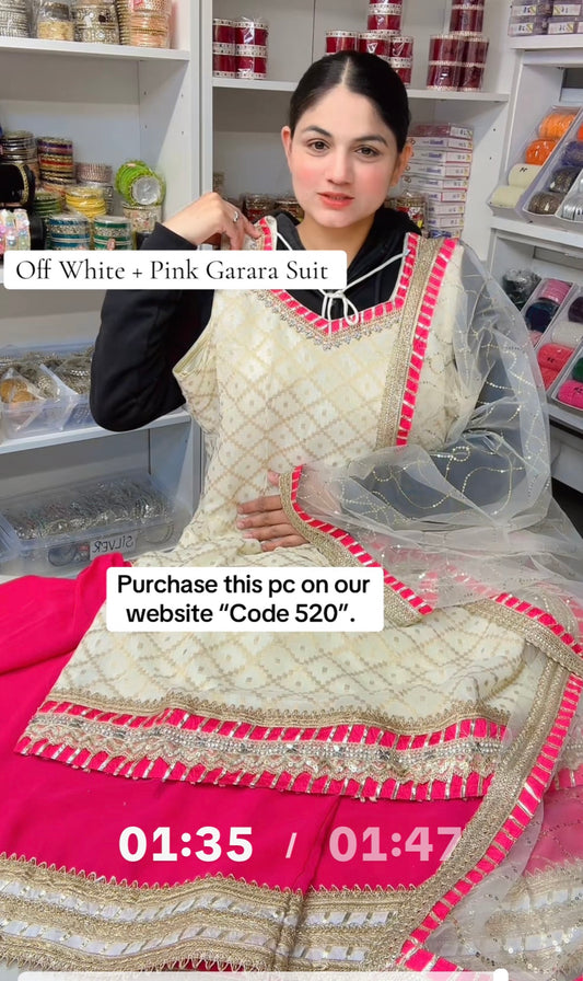 Off White + Pink Garara suit “ Code 520 “