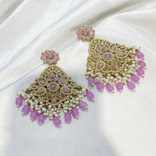Polki earrings, Colour: Lavender, (Code: X6)