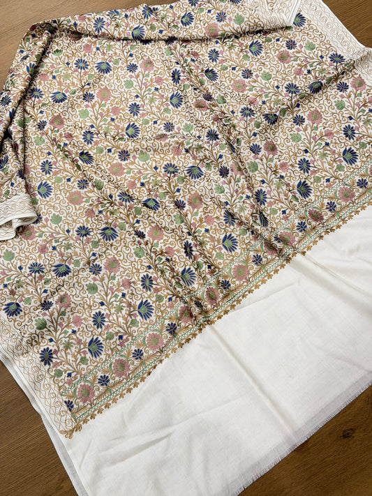 Pure pashmina shawl with Kashmiri work - Code Y34