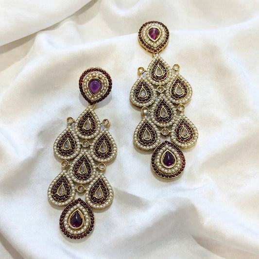 Polki earrings, Colour: Purple , (Code: X5)