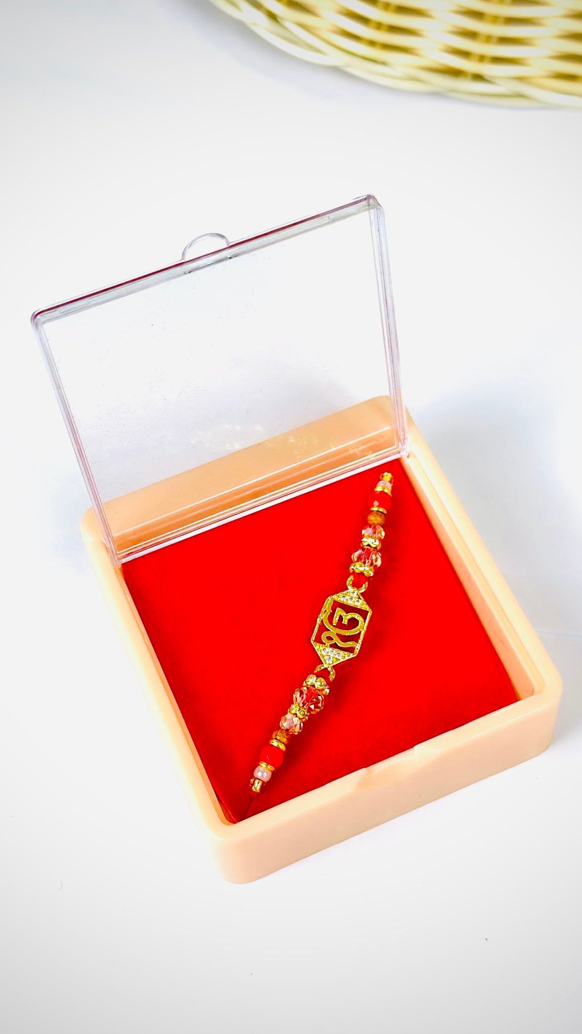 ੴ  Rakhi / Rakhdi box in American Diamond - Code A48