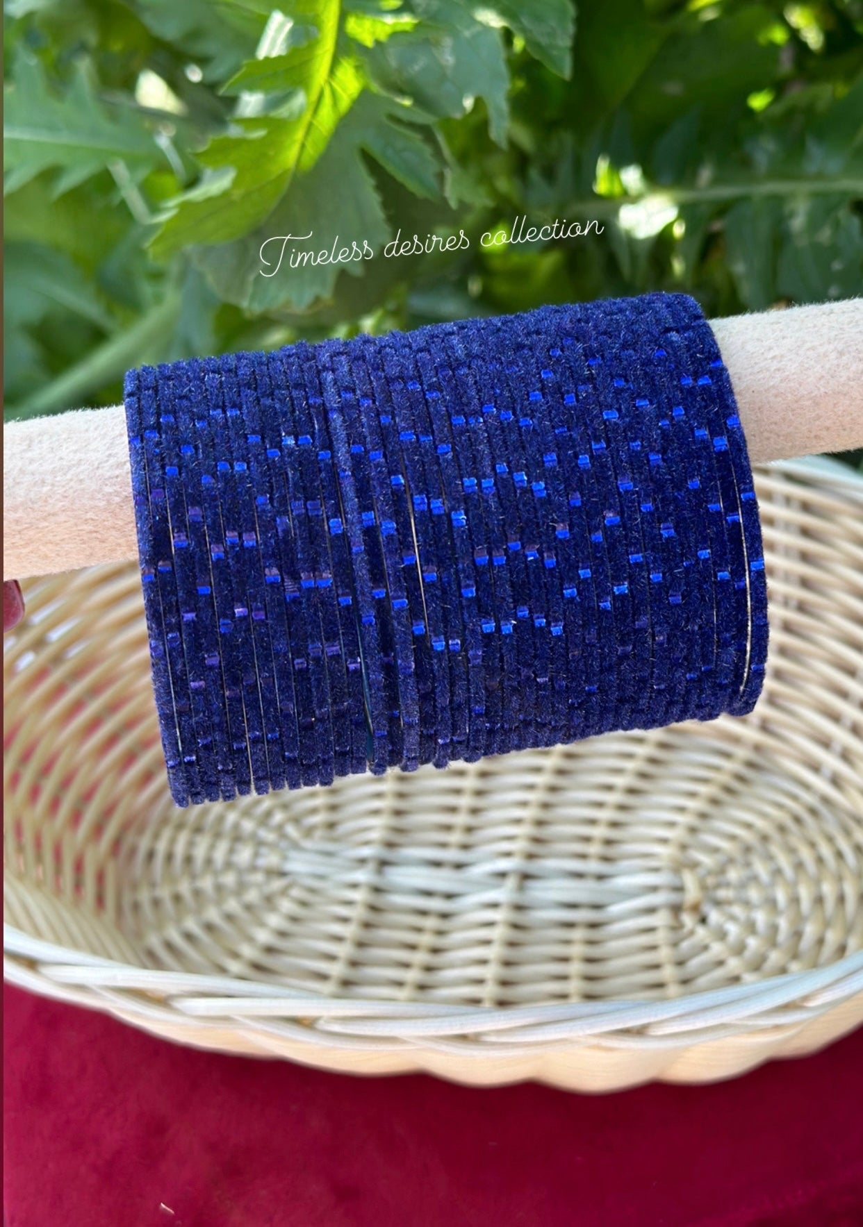 Navy blue Plain velvet bangles pack of 36 bangles
