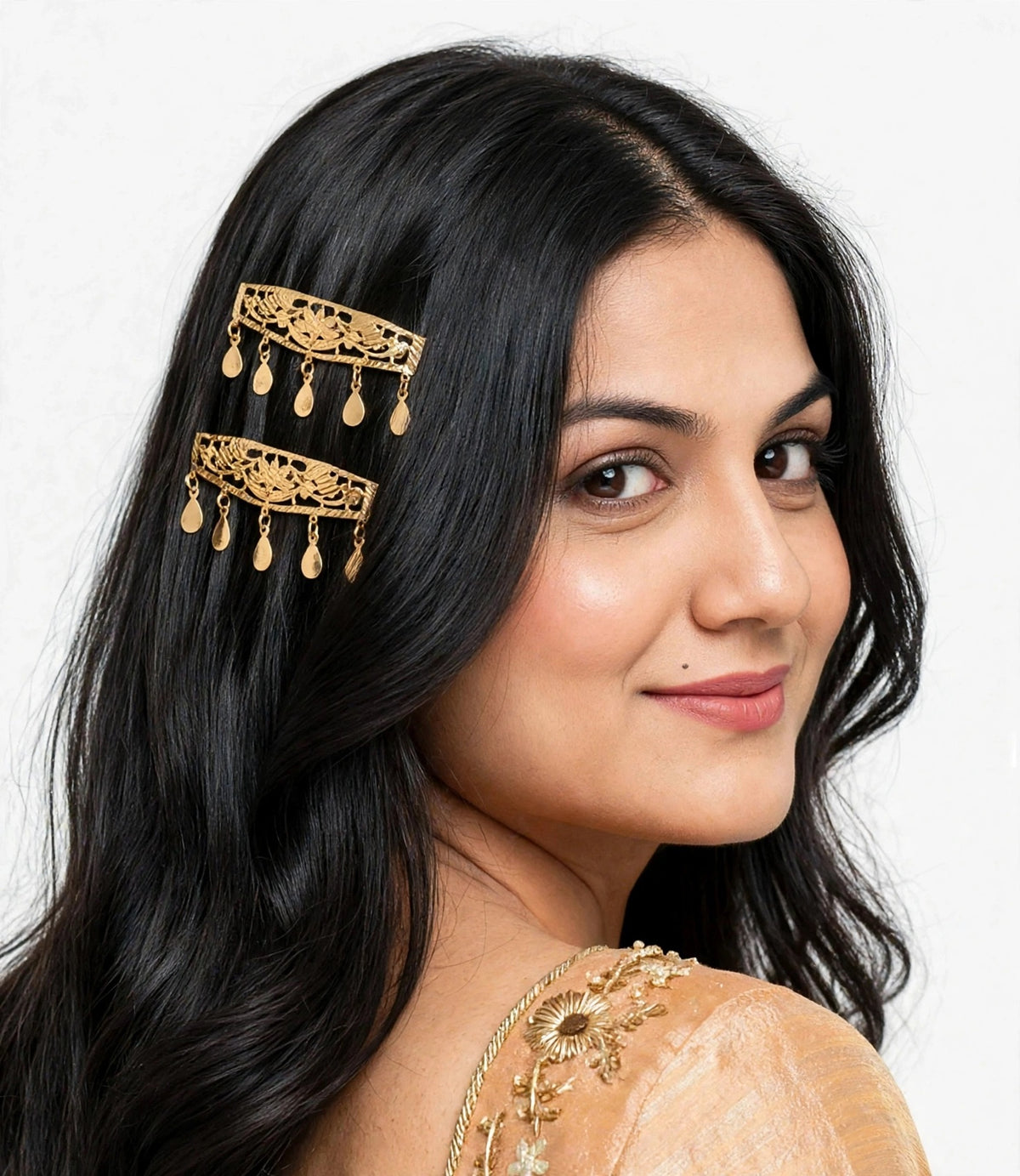 Gold plated hair clips - (Code:051)