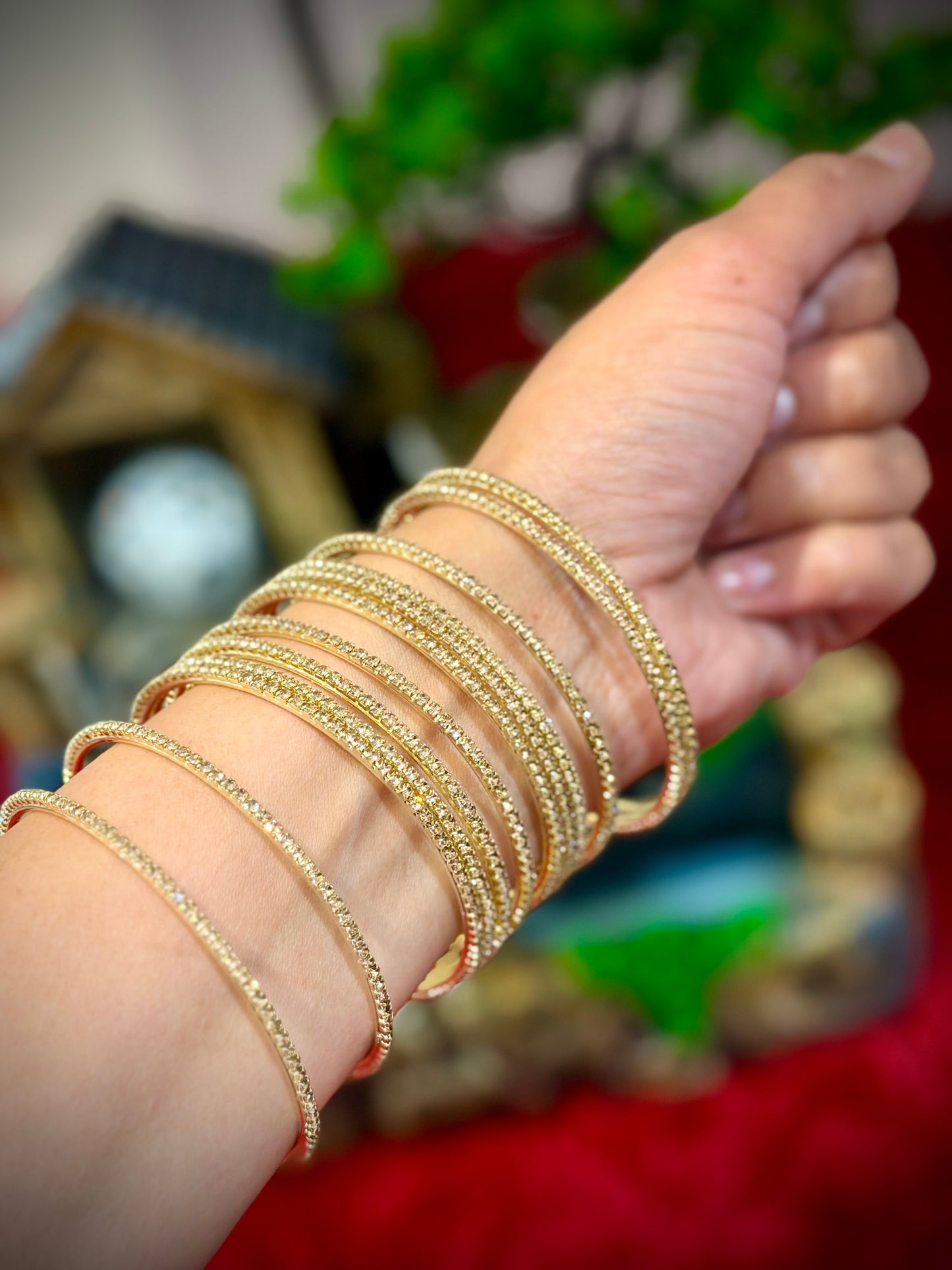 Copper Gold diamond bangles - set of 12 bangles ( X51 )