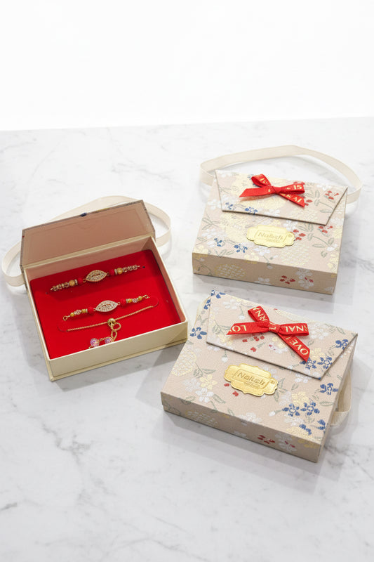 Couple rakhi set in American diamond - Code 425 ( Premium range )