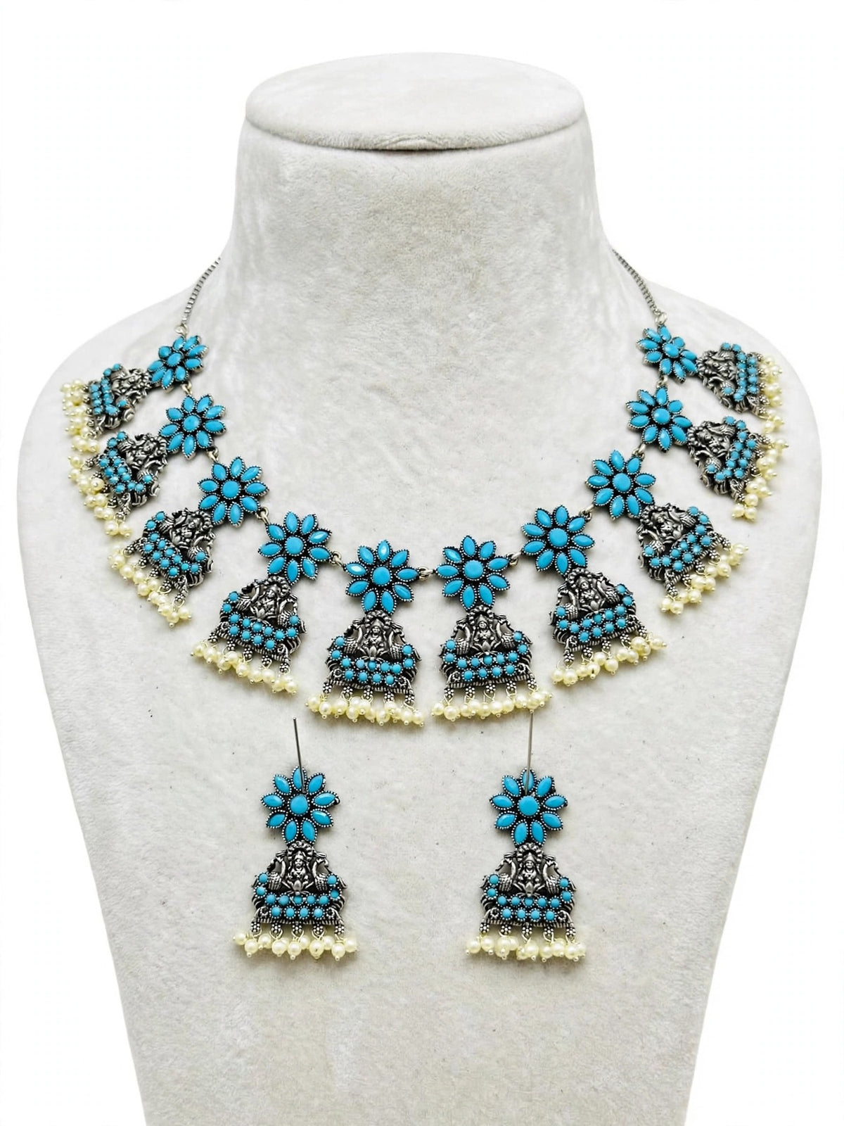 Oxidised necklace set with earrings