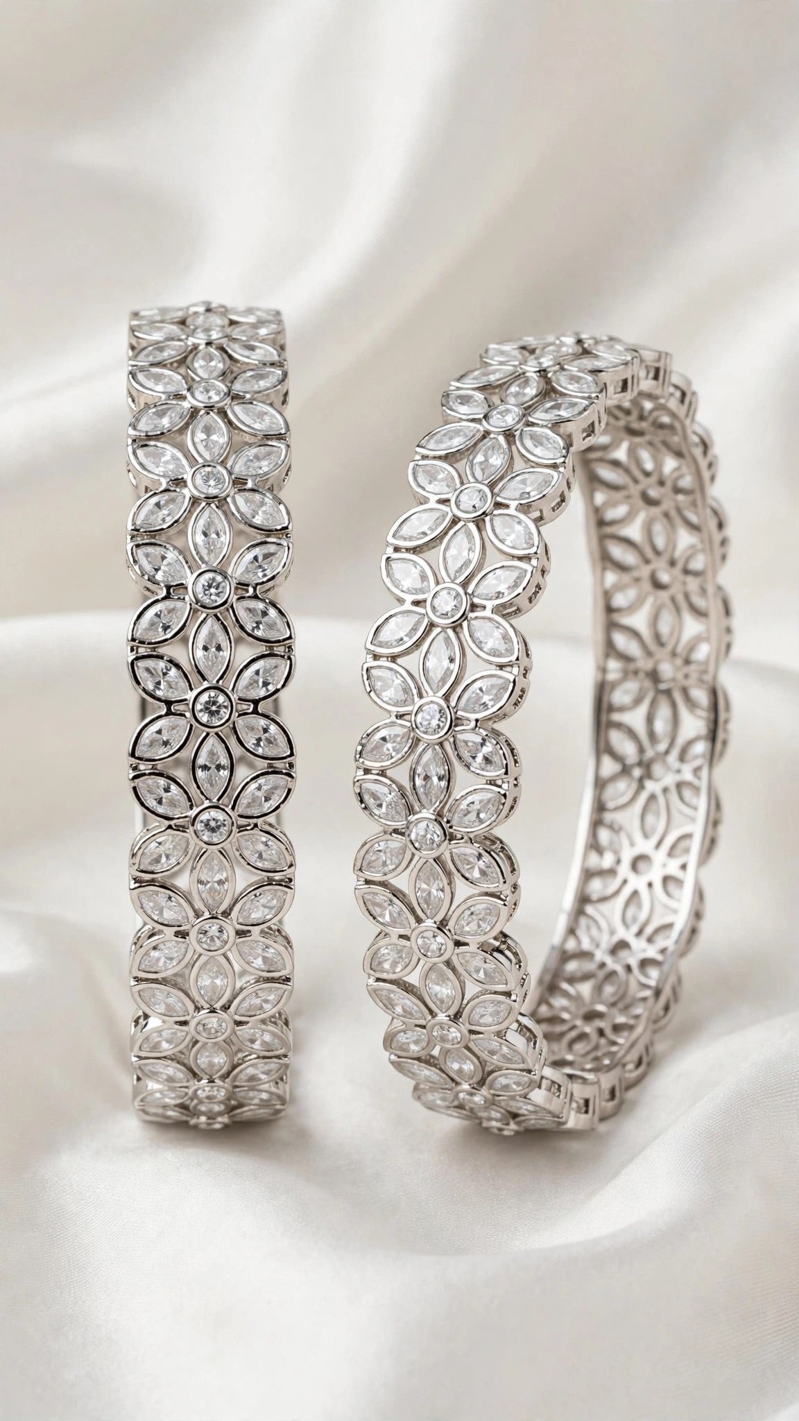 Silver kade bangles - Size 2.4