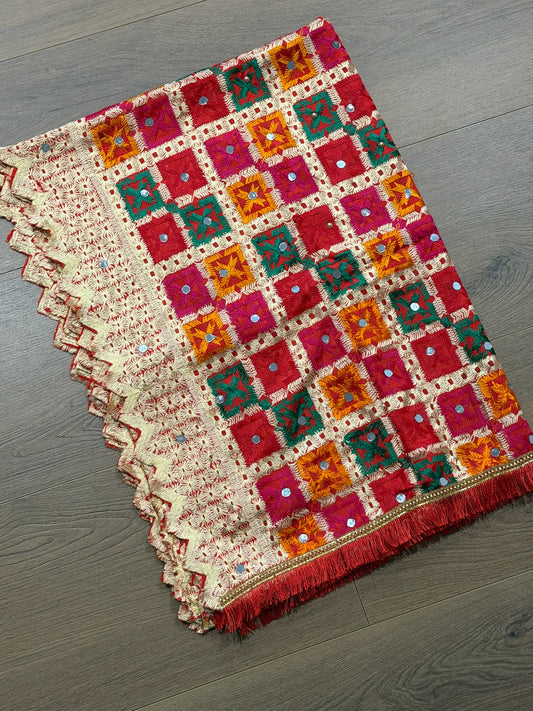 Red Phulkari - code: 0004