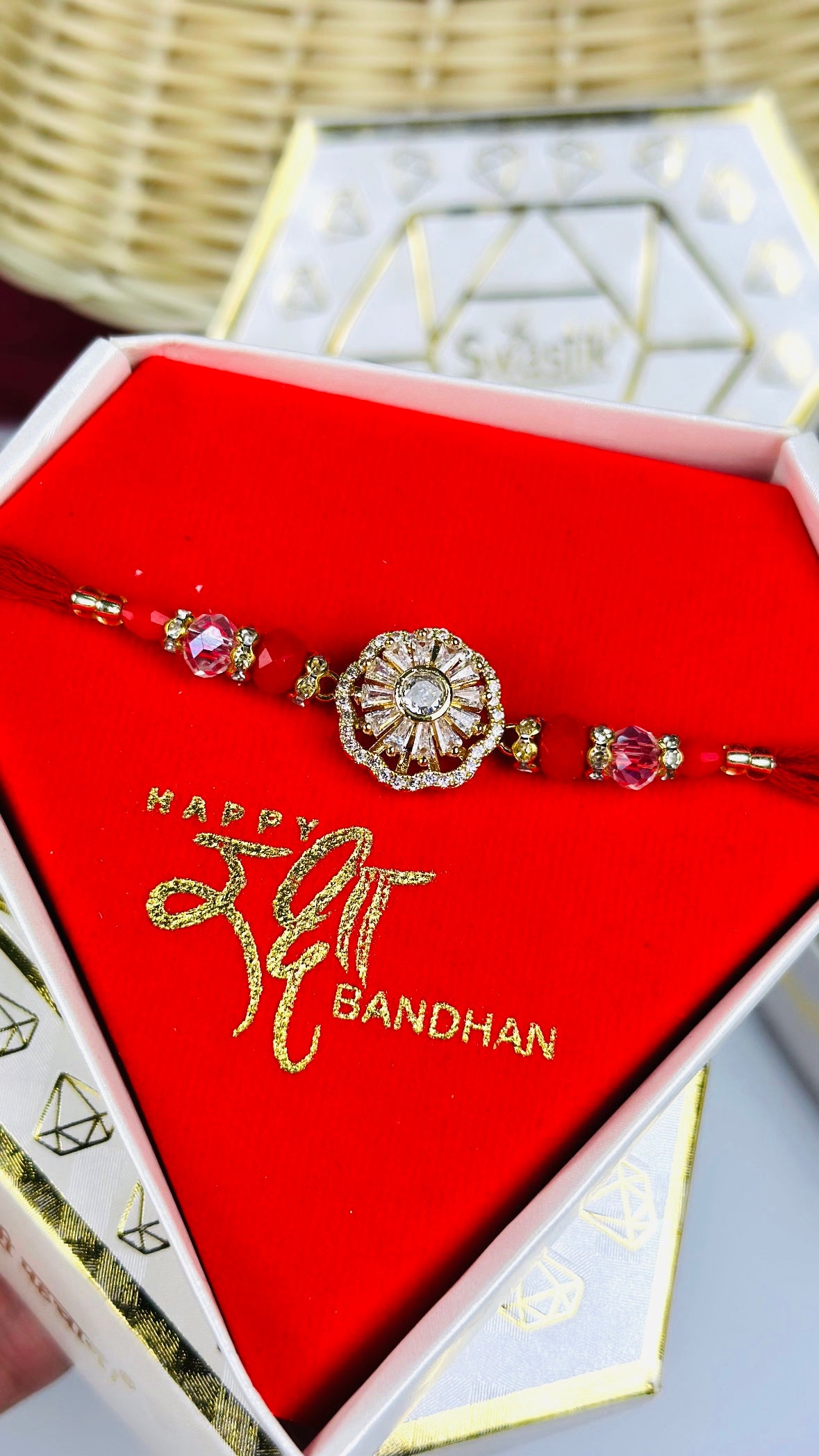 Spinner Rakhi / Rakhdi Pack in American Diamond ( Premium Range ) - Code A41