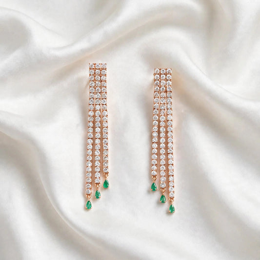 Mint geeen hanging  American diamond earrings