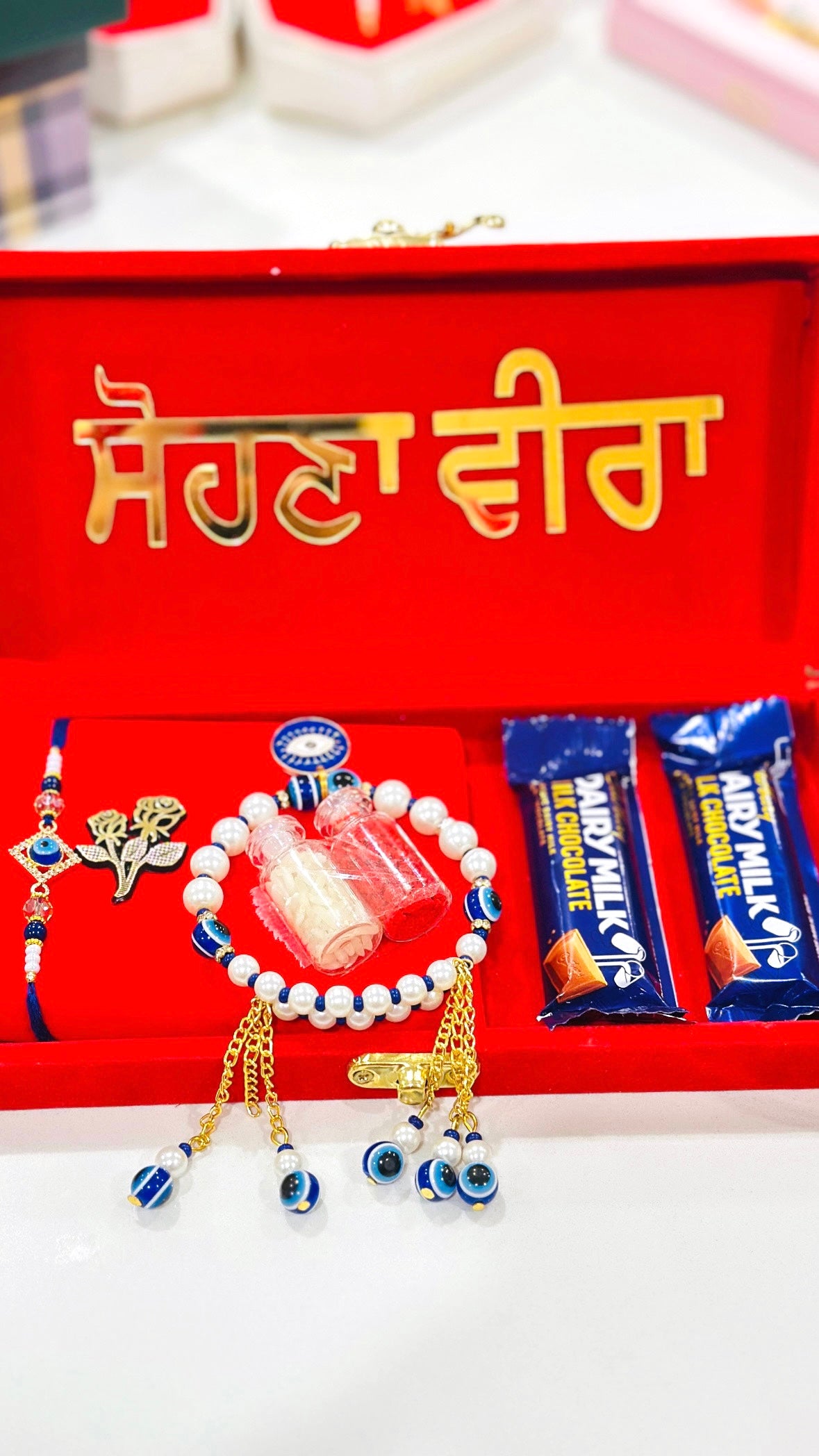 Veera Bhabi Evil Eye Rakhi / Rakhdi Hamper Box In Premium quality ( Assorted Designs )