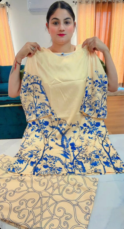 Semi Turkish silk Co-Ord set - Code: R2