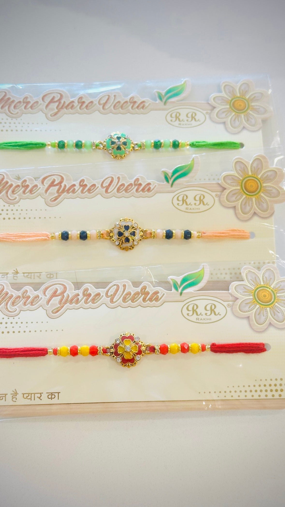 Meenakari rakhi / rakhdi in assorted colours, Code: A72 ( per pc )