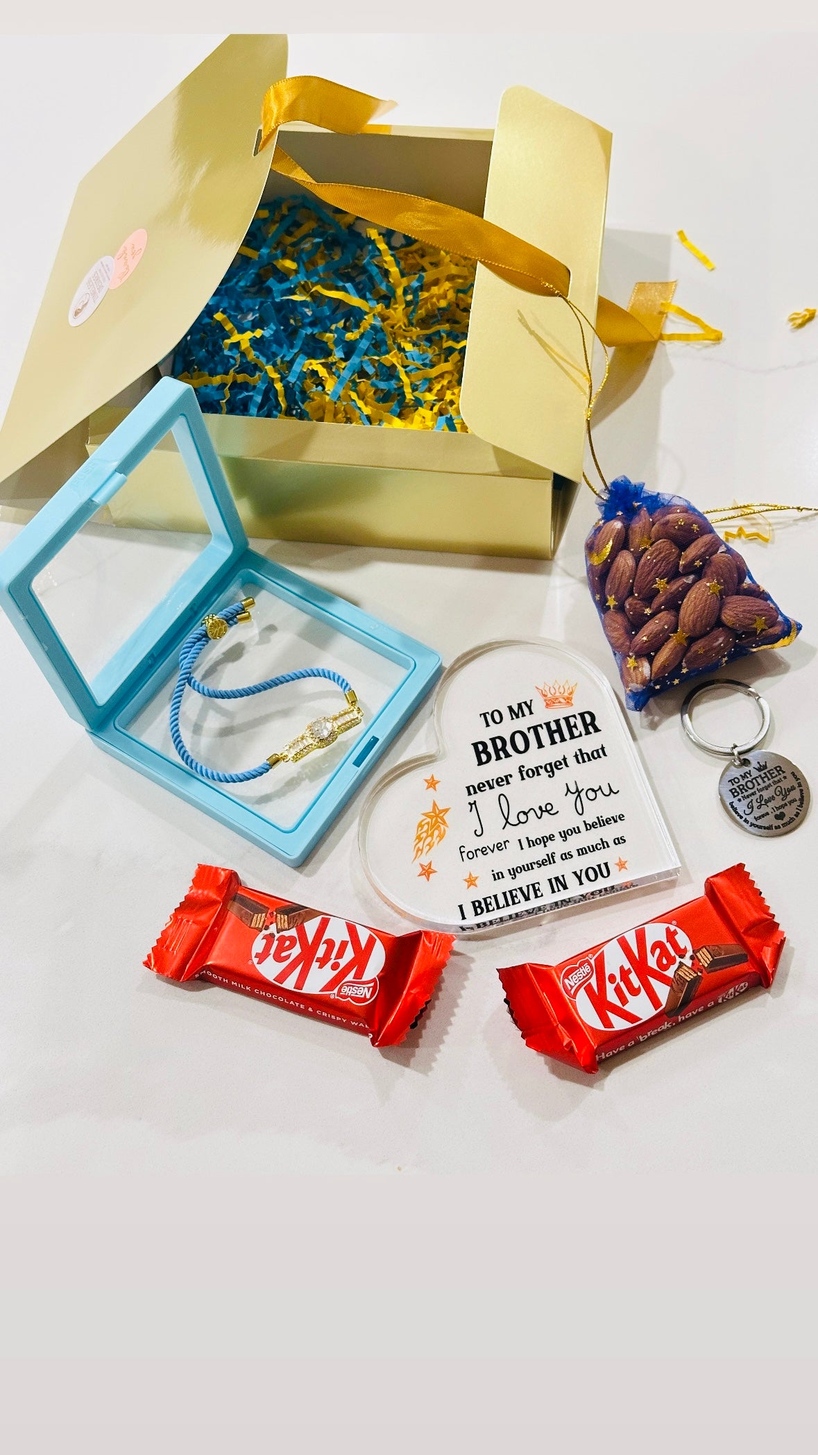 Rakhi / Rakhdi Gift Hamper Box for Veer - with gift items (Assorted designs)