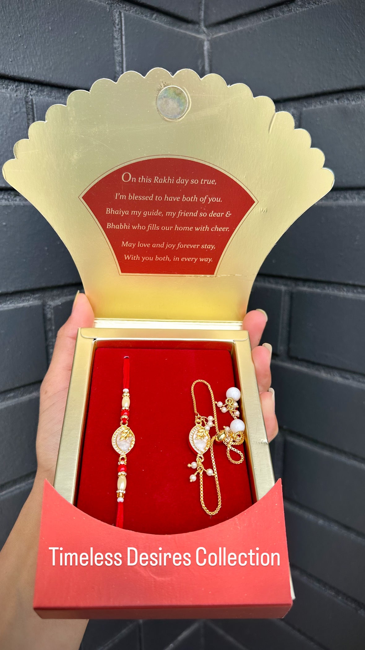 Veera Bhabi Rakhi Combo set in American Diamond - Code A5