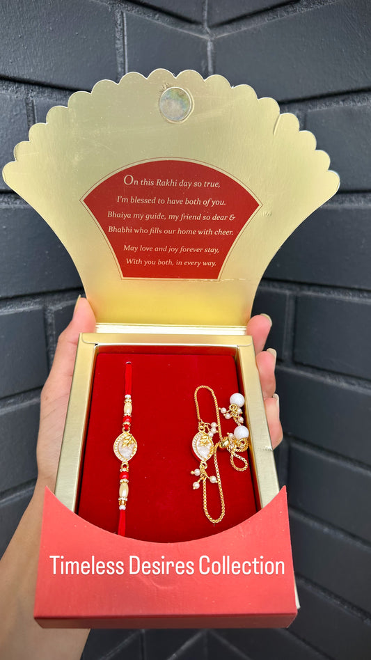 Veera Bhabi Rakhi Combo set in American Diamond - Code A5