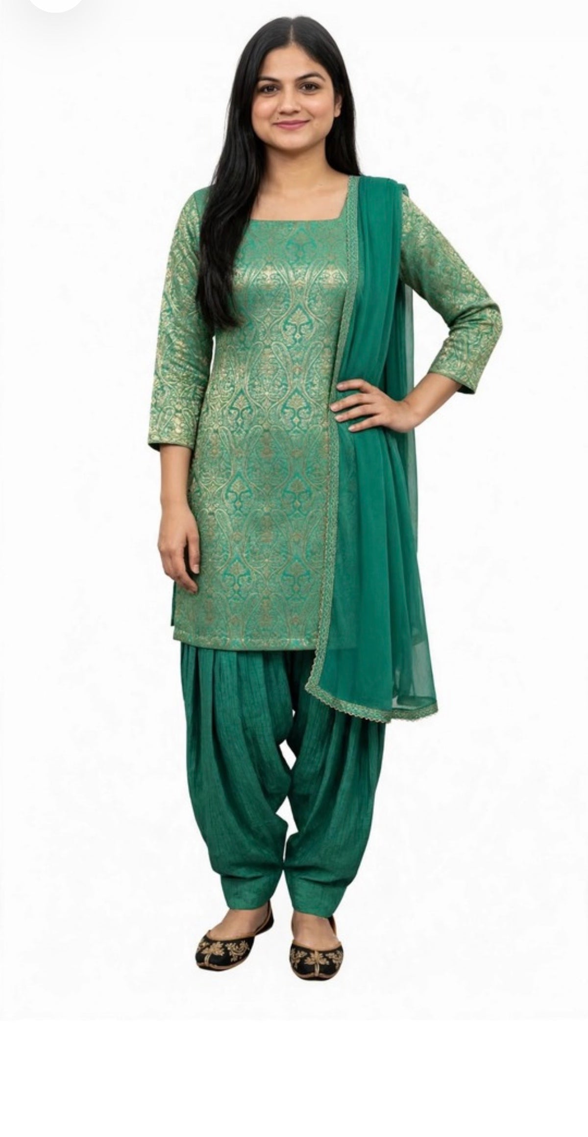 Farshi salwar suit in brocade ( colour - light green ) Code 259