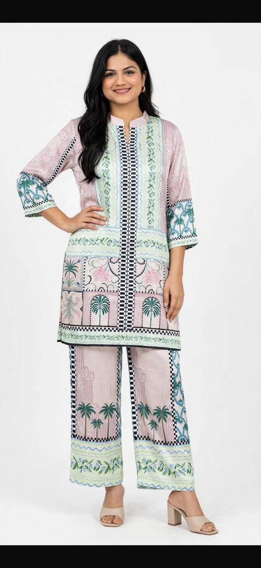 Semi satin silk co-ord sets, Code: R9
