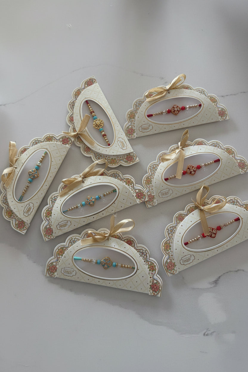 Meenakari rakhi gift packs ( per pc )