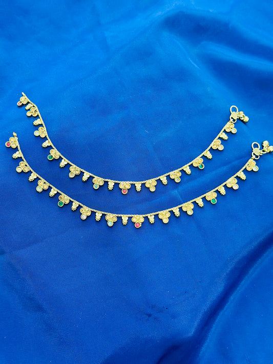 Antiq anklets in gold colour - (Code:056)