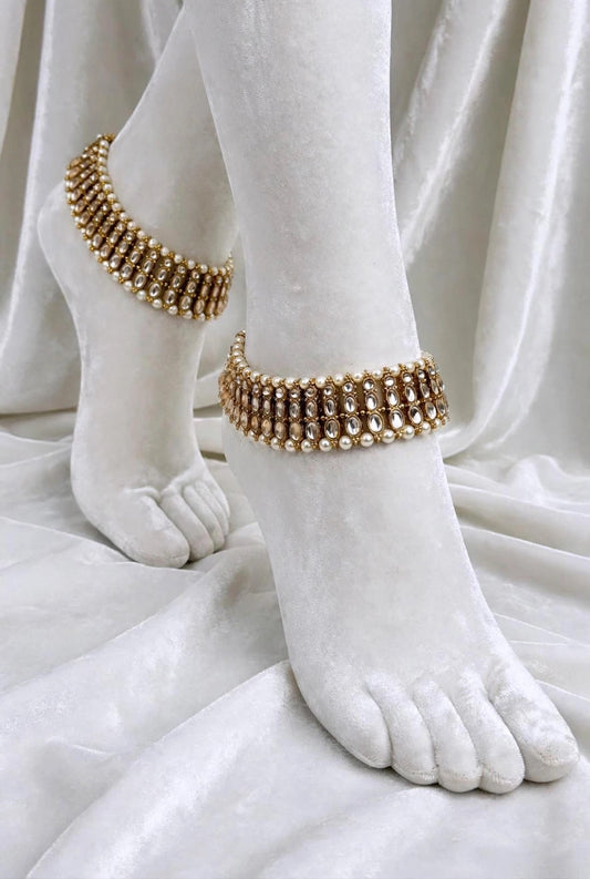 Triple Stone kundan anklets / jhanjra (TD-19)