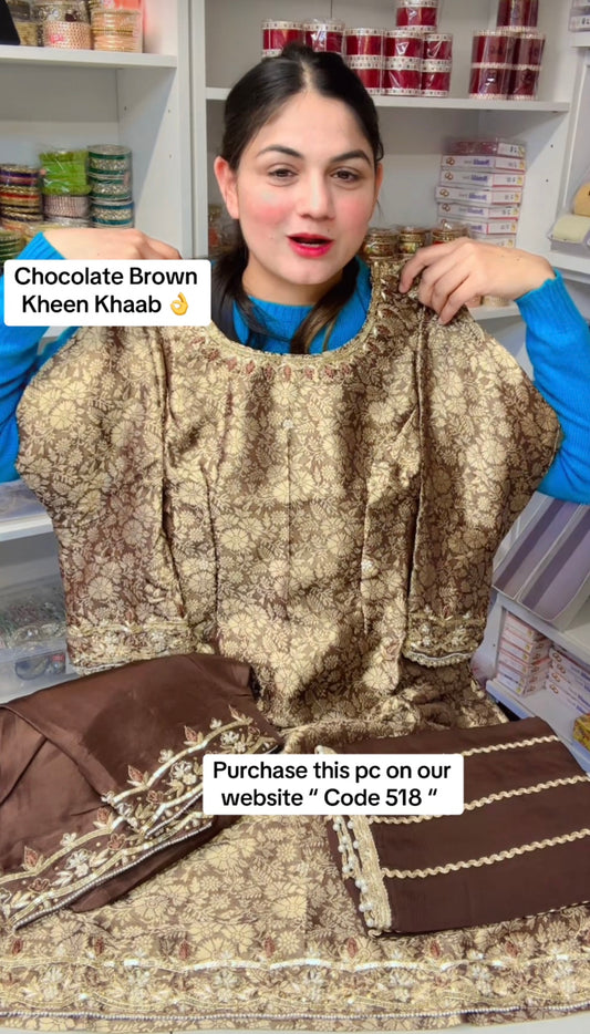 Chocolate Brown Kheen Khab Punjabi suit - Code: 518
