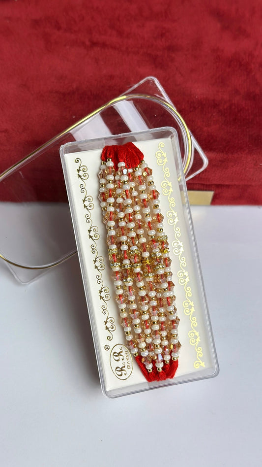 Crystal & Pearl Loaded Rakhi / Rakhdi Thread in Bundle ( 12 pcs pack ) - Code A54