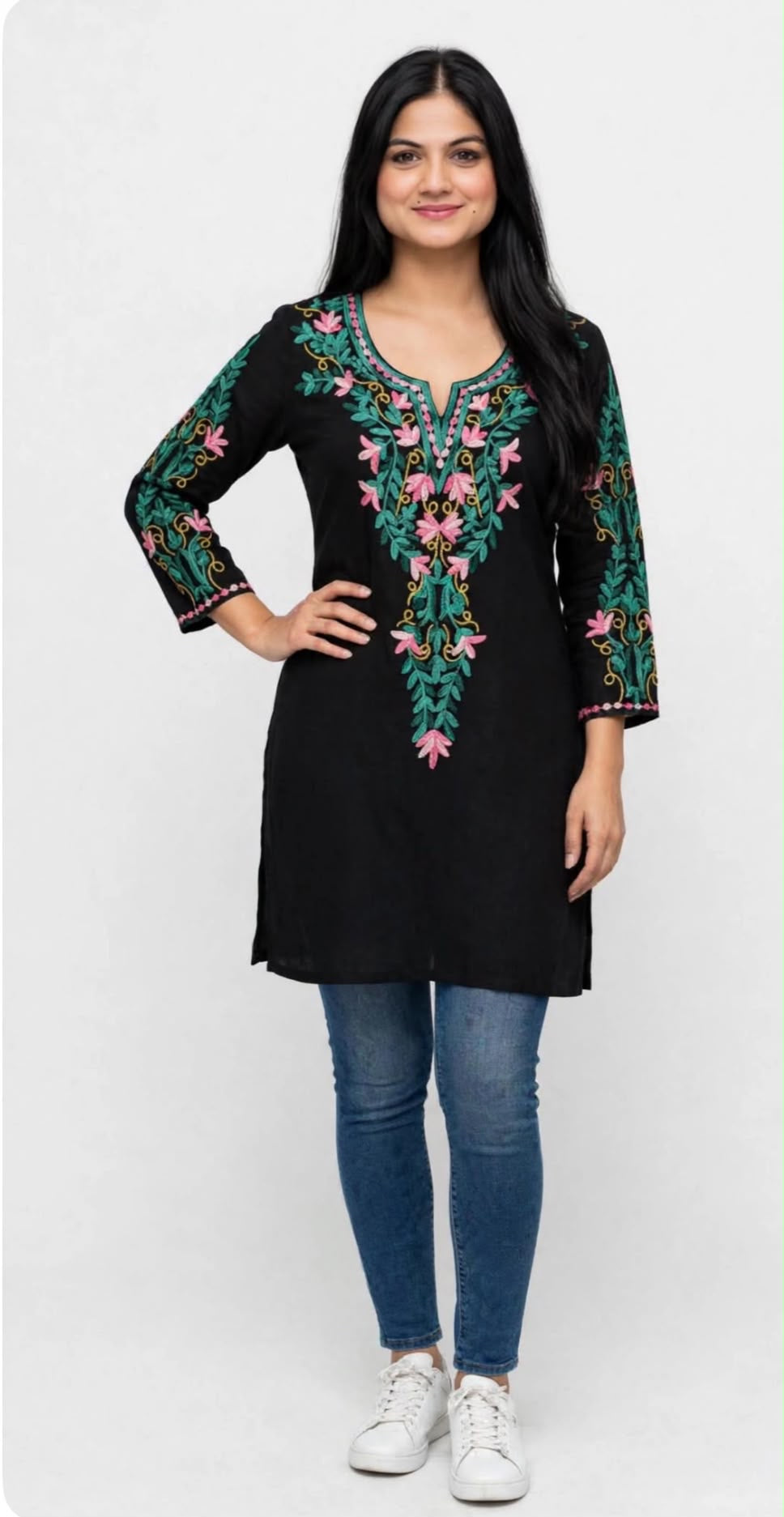 Kashmiri short kurti in Georgette - Code: 359