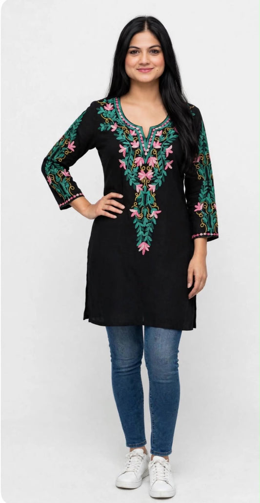 Kashmiri short kurti in Georgette - Code: 359