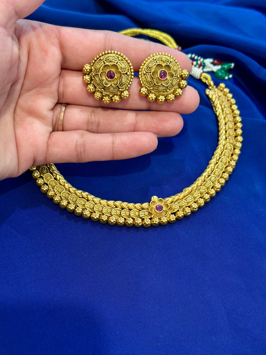 Gold plated necklace set ( 1 GM Gold ) Premium Range - ( Code:068)
