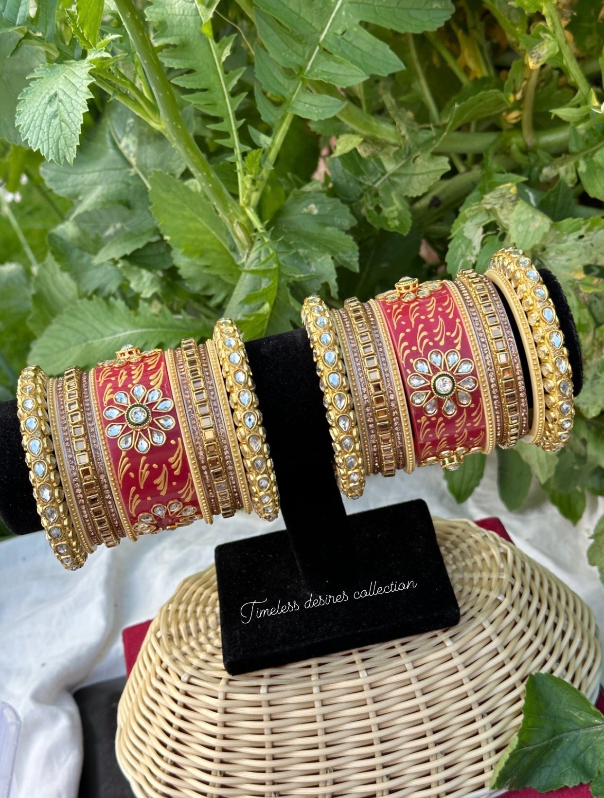 Bright Red Rajwadi Chooda Bangles ( set of both hands )