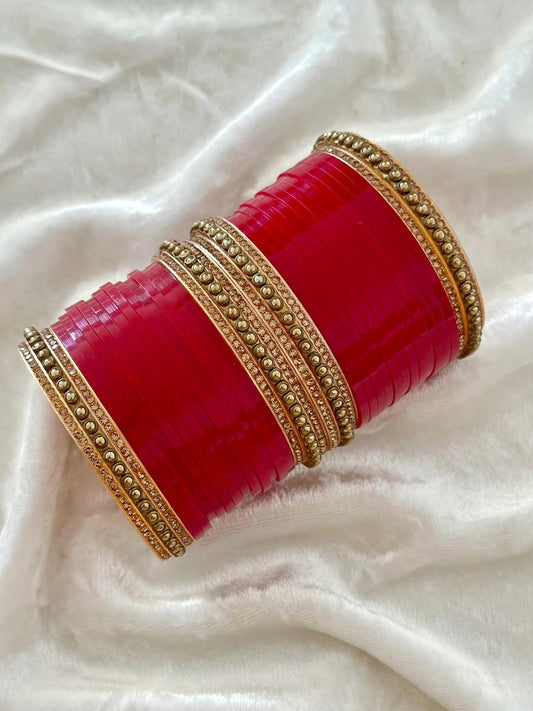 Maroon redish chooda set, ( Code: 4 )