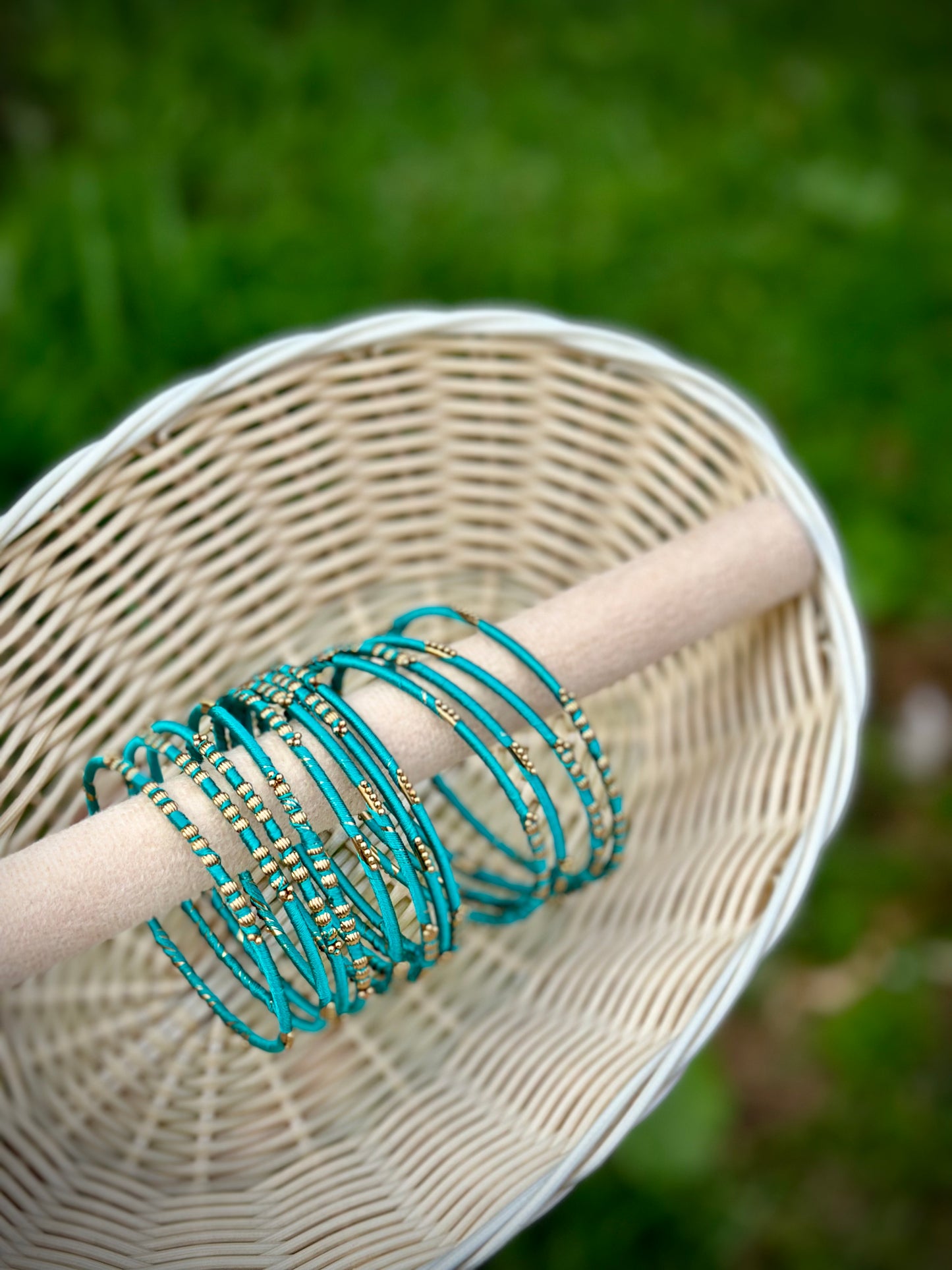 Peacock Blue colour thread bangles