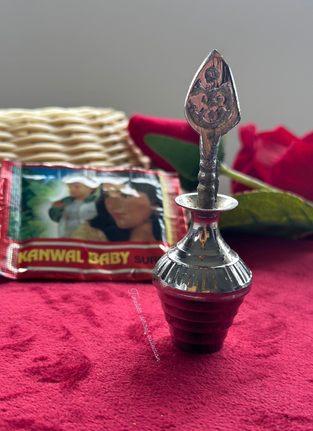 Traditional surmadani with a pack of fresh Surma filling