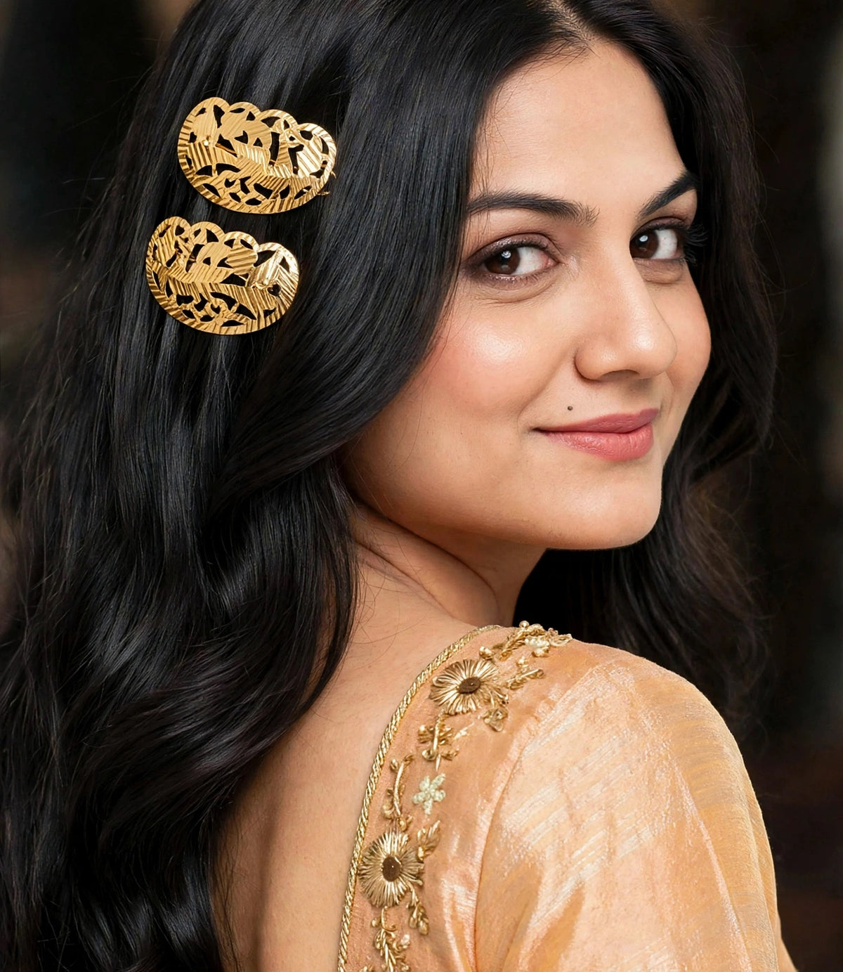 Gold plated hair clips - (Code:049)