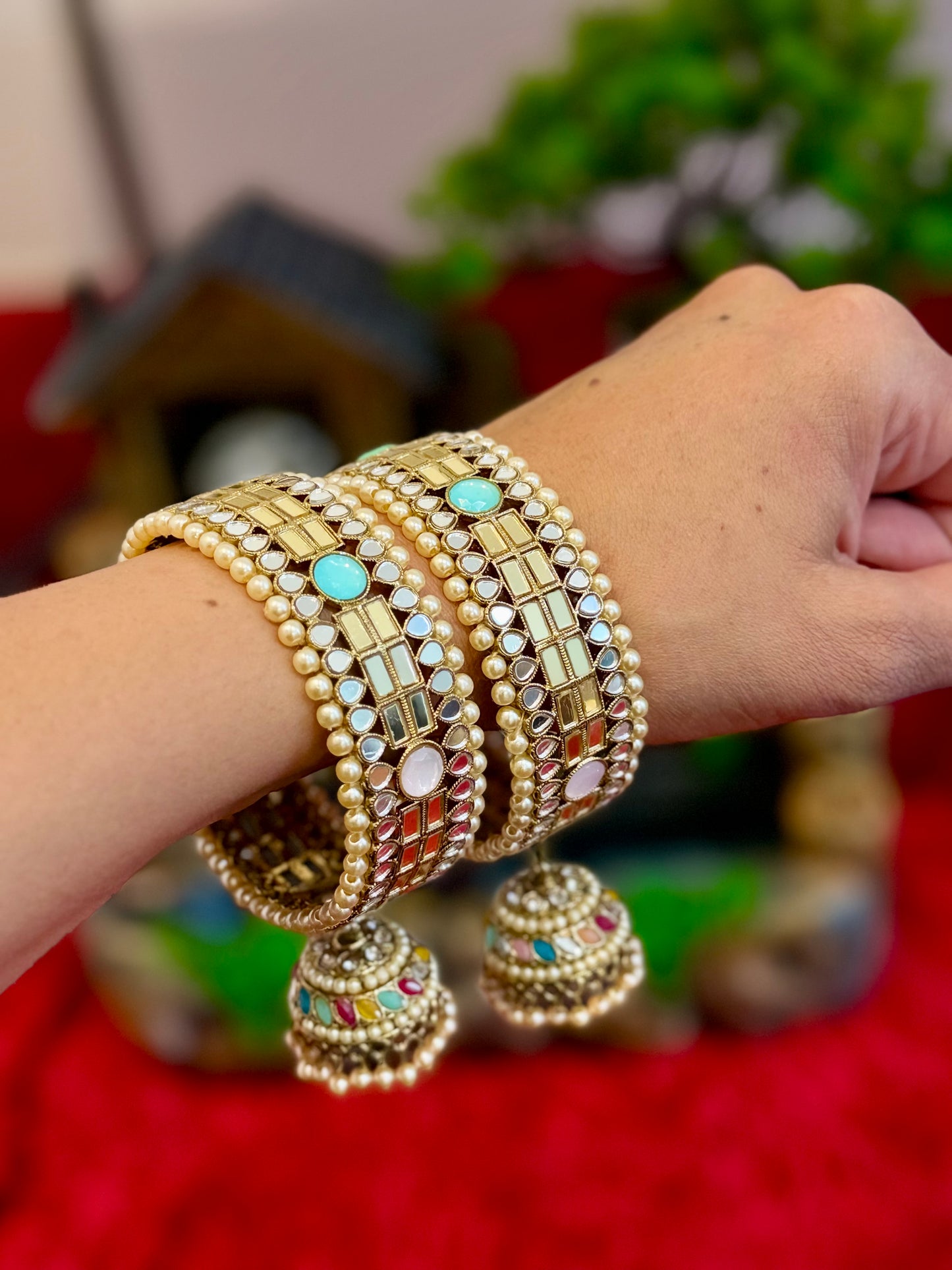 Multi Mirror Hanging kade - Set of 2 bangles ( X13 )