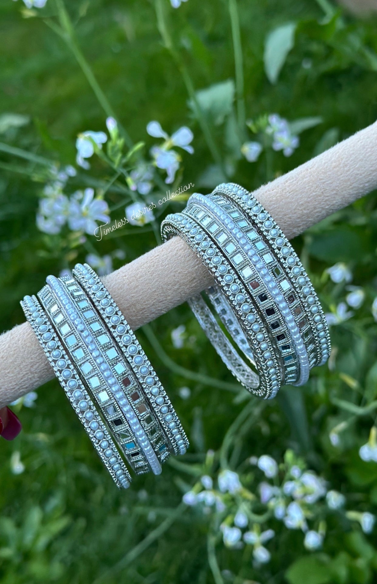 Silver bangles / kangan’s in mirror ( set of 6 )